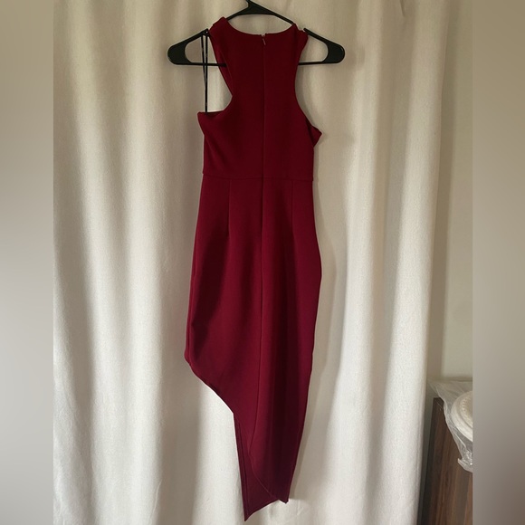 LULÚS Maroon Assymetric Midi Dress Size XS - Picture 2 of 3